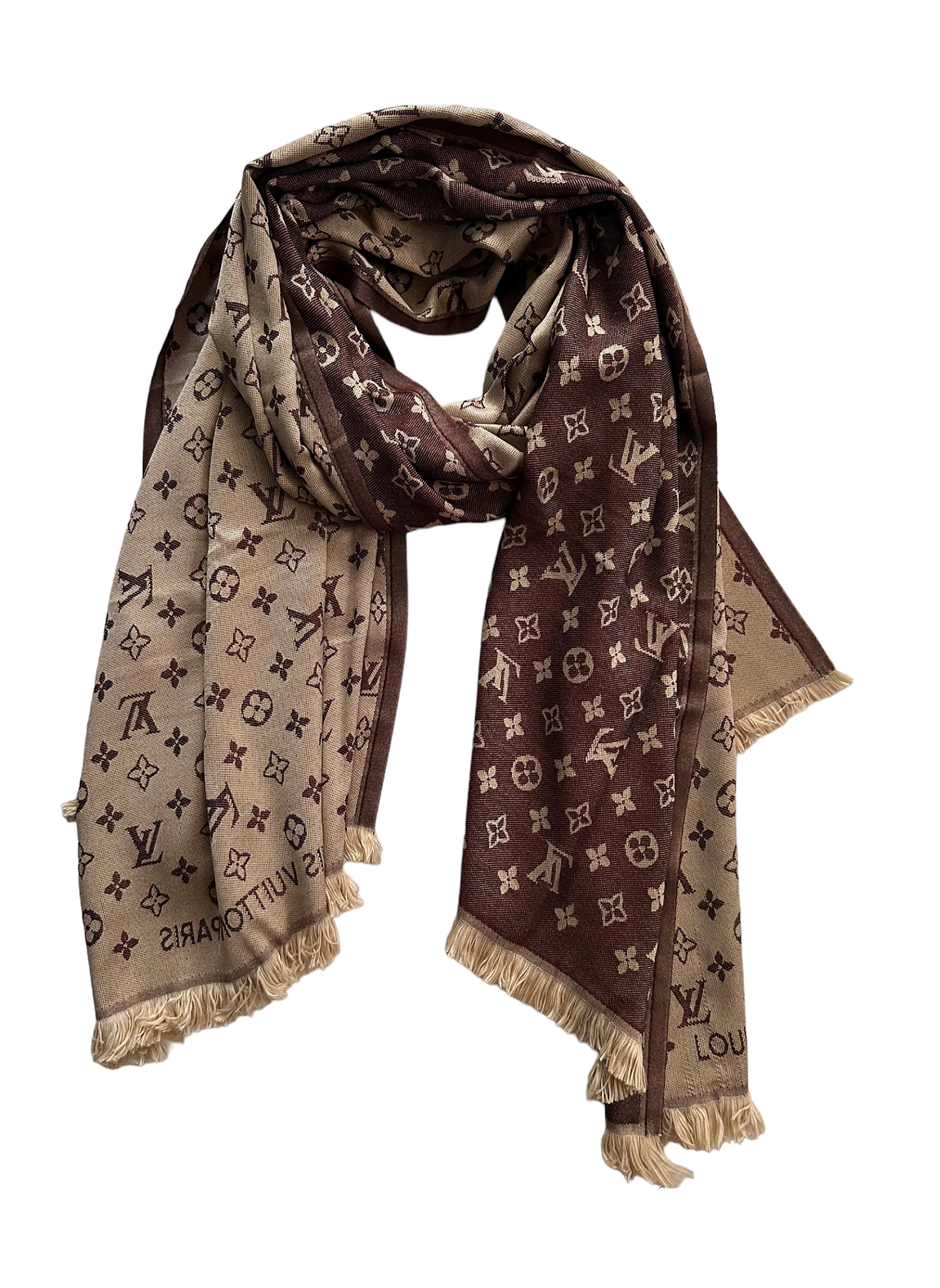 Louis Vuitton Scarf Inspired for Men, Brown LV Scarves and Wraps Inspired,  Fall and Winter Scarf for