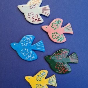 Imán de pájaro, imán de flor, imán de arcilla de colores