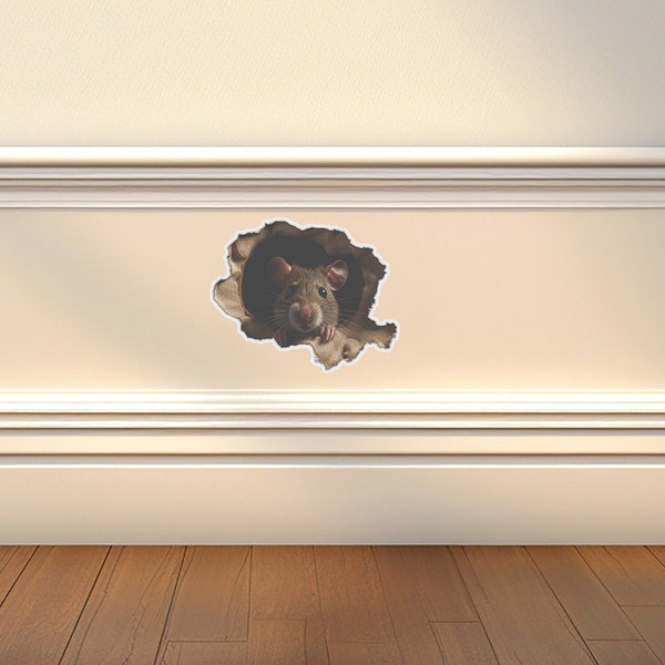 Cute Mouse Hole Sticker, Mouse Hole Decal, Fun Baseboard Decal, 3D Mouse Hole Wall Sticker, Mouse Decal Baseboard, Mouse Hole Wall Decal