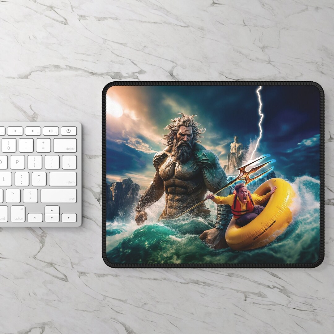Poseidon Cool Office Desk Gift Greek Gods, Fantasy Art Desk Mat ...