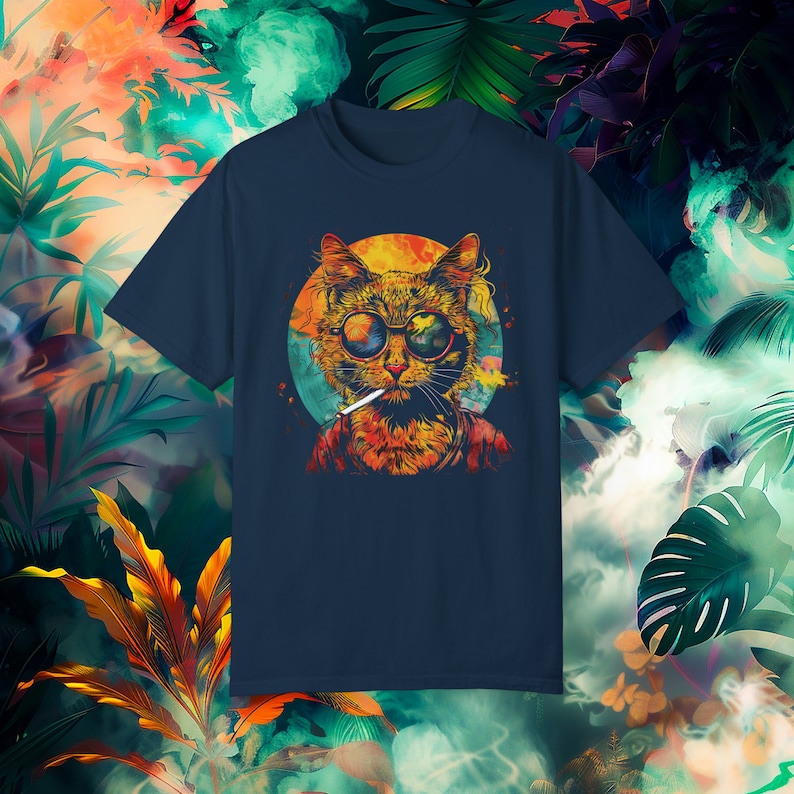 Retro Cool Cat T-shirt: Comfort Colors Cat Shirt - Etsy