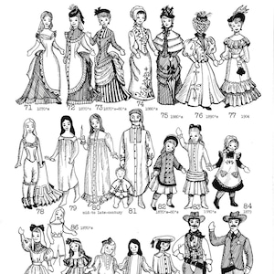 Late Nineteenth Century Doll Costume patterns  and cloth dolls 23 outfits for fashion doll PDF RARE