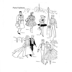 Vintage Paris Fashions Patterns Fits 11.5 to 12&quot; Fashion Dolls PDF