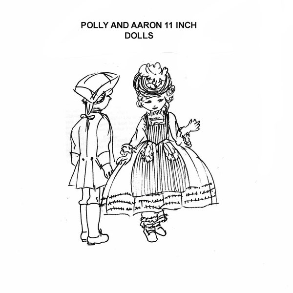 Ella DeHart Pattern Polly and Aaron 11 inch  Cloth Dolls PDF