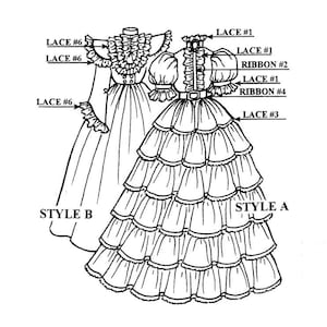 GWTW Style Porch Ruffles and Walking dress patterns Fits 15.5&quot; to 16&quot; Tonner Fashion dolls PDF