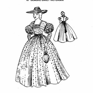 Demure Early VictorianGown  pattern 18 inch Jenny June PDF