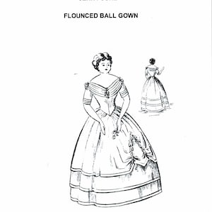 Flounced Ball Gown Pattern for 13-14 inch Jenny June 1940&#39;s PDF