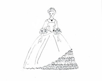 1860 Three Piece Dress Pattern 25 inch Jenny June Doll PDF