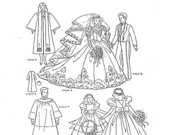 Patrón de ropa de boda vintage para muñecas de 29,5 a 30 cm (PDF)