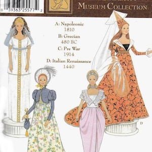 Puede incluir: Patrón de costura Simplicity Museum Collection con diseños de vestuario histórico. Incluye ilustraciones de vestidos de las épocas napoleónica, griega, de preguerra y del Renacimiento italiano. Talla única.