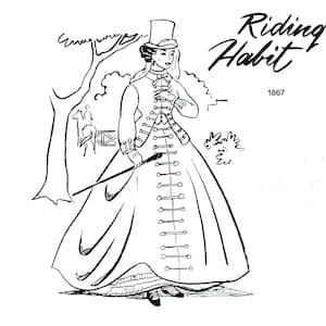 11.5" to 12" Fashion doll 1867 Riding Habit PDF NEW