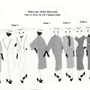 Gene/Tonner Fashion Doll Patrón de vestido de traje estilo años 40 a 50 PDF