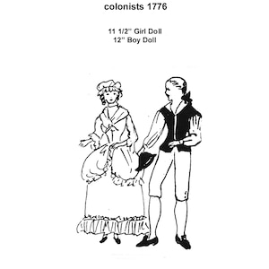 Vintage 1776 Colonist Molly and Paul Cloth dolls Pattern Rare PDF