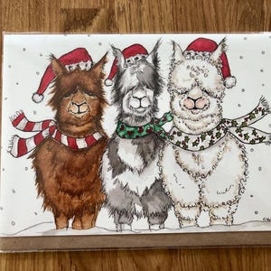 Marv, Malcolm & Mildred feestelijke kleine vierkante kaart van Alpaca.