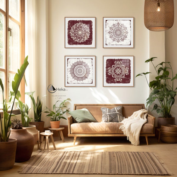 Mandala Art Decor/Set of 4/Meditation corner Art Line/Ralaxing wall art/Oriental style wall decor/Yoga Wall Art Decor/Birthday gift idea/