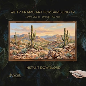 Texturerat mexikanskt ökenlandskap Samsung Frame TV-konst, Western Digital-nedladdning för TV-skärmsläckare, oljemålning Smart TV-galleri, |Tv24
