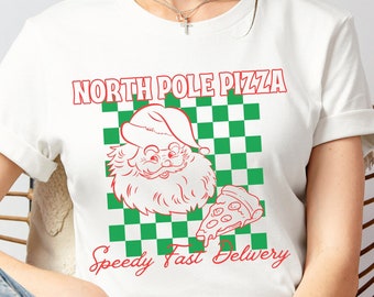 North Pole Pizza Shirt, Santa Christmas Shirt, Pizza Lovers Gift, Restaurant Group Gift, Retro Christmas Shirt, Funny Cute Christmas Shirt