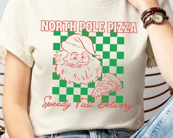 North Pole Pizza Shirt, Santa Christmas Shirt, Pizza Lovers Gift, Restaurant Group Gift, Retro Christmas Shirt, Funny Cute Christmas Shirt