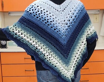 PONCHO crocheted adult with stunning 3D embellishments
