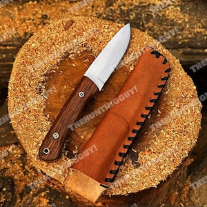 Handmade Bushcraft Knife Scandi (Nordic) Personalize Timberman Model N690 Steel Camp Knife with Vegetal Leather Sheath -Nizam Knife