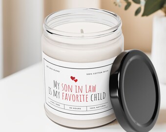 Bougie amusante pour belle-mère : mon enfant préféré est mon gendre, bougie à la cire de soja parfumée, cadeau de mariage pour la mère de la mariée, cadeau pour la belle-mère