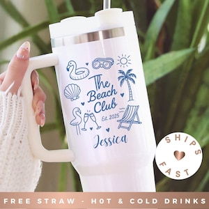 Personalized Beach Girls Trip Tumbler Cups for Ladies Weekend Getaway Vacation Spring Break Gift for Her Custom 40oz Tumbler with Handle