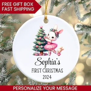 Baby First Christmas Ornament 2024, Personalized First Christmas Ornament Baby Girl Name Baby Shower Gift, Baby Family Keepsake Pink