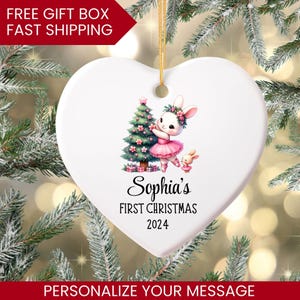 Baby First Christmas Ornament 2024, Personalized First Christmas Ornament Baby Girl Name Baby Shower Gift, Baby Family Keepsake Pink