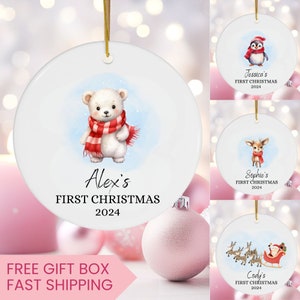 Baby First Christmas Ornament 2024, Personalized First Christmas Ornament Baby Girl Name Baby Shower Gift, Baby Family Keepsake