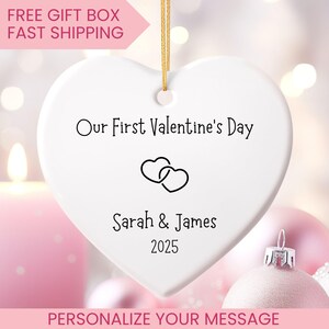 Personalized Valentine&#39;s Day Keepsake Gift, Our First Valentine&#39;s Day I Love You More Keepsake Ornament, Gift for Girlfriend or Boyfriend