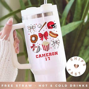 Custom Baseball Tumbler Baseball Cup Personalized 40oz Baseball Tumbler for Coach Baseball Cups For Baseball Team Gift for Baseball Mom