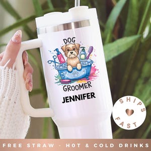 Personalized Dog Groomer Tumbler 40oz, Gift for Pet Groomer, Dog Groomer Gift, Pet Grooming, Dog Salon, Dog Groomer Squad, Dog Travel Cup