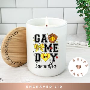 Personalized Softball Gift Candle Softball Senior Gift for Softball Player Gift for Softball Coach  Girls Softball Team with Name and Number