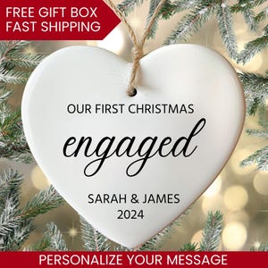 Engagement Christmas Ornament - Personalized First Christmas Keepsake - Engaged Christmas Gift 2024