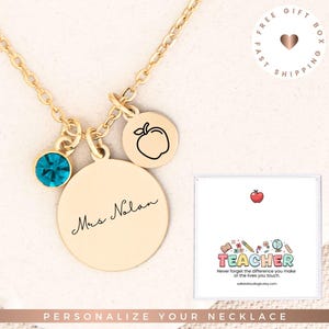 Personalized Gift for Teacher Appreciation, Teacher Appreciation Gift, inexpensive teacher gift, teacher necklace, new teacher gifts, apple