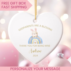 Godparents are a blessing Thank You for Being Mine-Personalised Gifts for Godmother / Godfather Birthday Christmas Ceramic Heart Keepsake