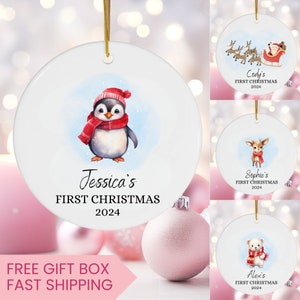 Baby First Christmas Ornament 2024, Personalized First Christmas Ornament Baby Girl Name Baby Shower Gift, Baby Family Keepsake