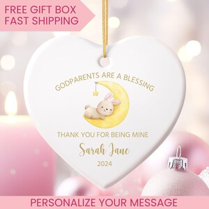 Godparents are a blessing Thank You for Being Mine-Personalised Gifts for Godmother / Godfather Birthday Christmas Ceramic Heart Keepsake