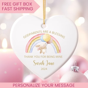 Godparents are a blessing Thank You for Being Mine-Personalised Gifts for Godmother / Godfather Birthday Christmas Ceramic Heart Keepsake