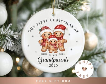 First Christmas as Grandparents Ornament Personalized Keepsake for Grandma & Grandpa 2025, New Grandparent Gift Mimi Pops Nana Gigi Ornament