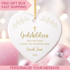 Godparents are a blessing Thank You for Being Mine-Personalised Gifts for Godmother / Godfather Birthday Christmas Ceramic Heart Keepsake