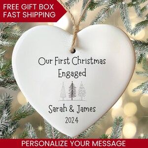 Engagement Christmas Ornament - Personalized First Christmas Keepsake - Engaged Christmas Gift 2024