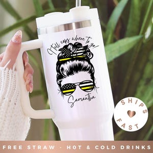 Custom Dispatch Tumbler with Name Thin Gold Line Dispatcher Cup for Her 911 Dispatcher Mug Police Dispatcher Gift Dispatch Retirement Tumble