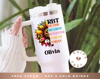 Personalized Rbt 40oz Tumbler Behavior Technician Gift ABA Therapist Gift Retro Behavior Analyst Travel Mug Registered Behavior Technician