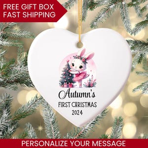 Baby First Christmas Ornament 2024, Personalized First Christmas Ornament Baby Girl Name Baby Shower Gift, Baby Family Keepsake Pink