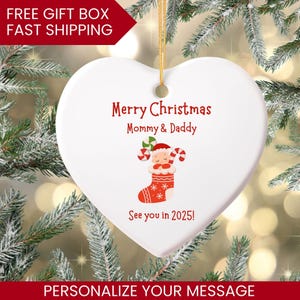 New Baby Christmas Ornament for New Parents, Promoted to Parents, Christmas Ornament Pregnancy, New Baby Announcement Gift for Mom Dad to Be
