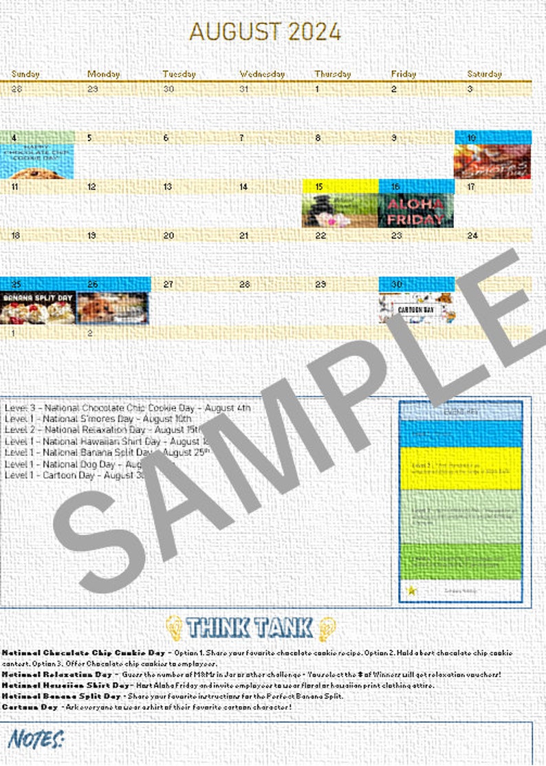The Ultimate Employee Engagement Calendar 2024 Etsy