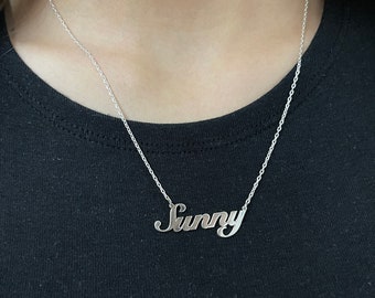 Custom Name Necklace, Christmas Gift, Gift for Mom, 18K Gold Plated Name Necklace, Personalized Name Necklace, Birthday Gift for Her