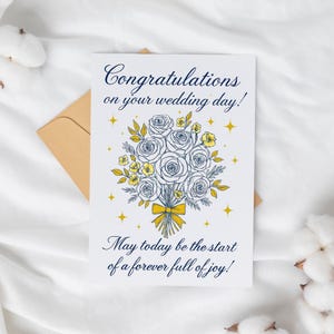 Charming Wedding Greeting Cards, Congratulations Card, Bridal Shower Card, Floral Greeting Card, Anniversary Card, Joyful Celebration Card