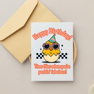 Huhn lustige Geburtstagskarte, Retro digitale druckbare, einzigartige Geburtstagskarte, Retro Huhn Karte, Huhn-Liebhaber-Geschenk